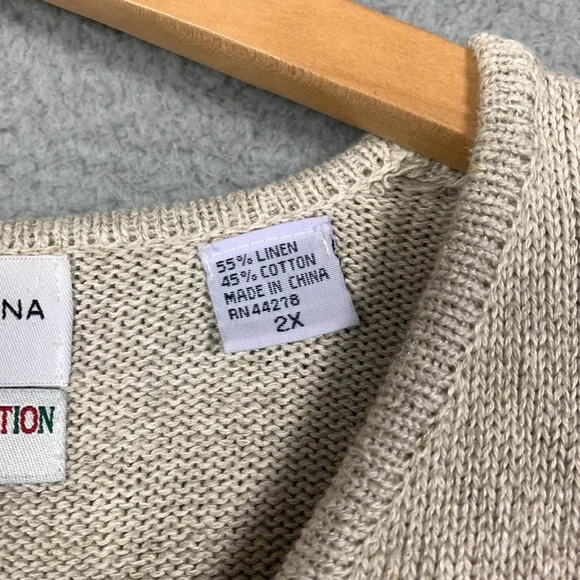 Marisa Christina Cardigan Plus 2X Tan Christmas Collection 2001 Dog Print Linen - Picture 4 of 10